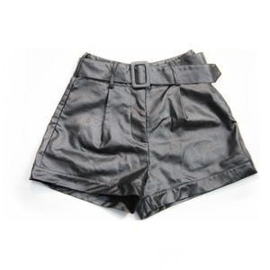 Faux High Waisted Leather Shorts | New